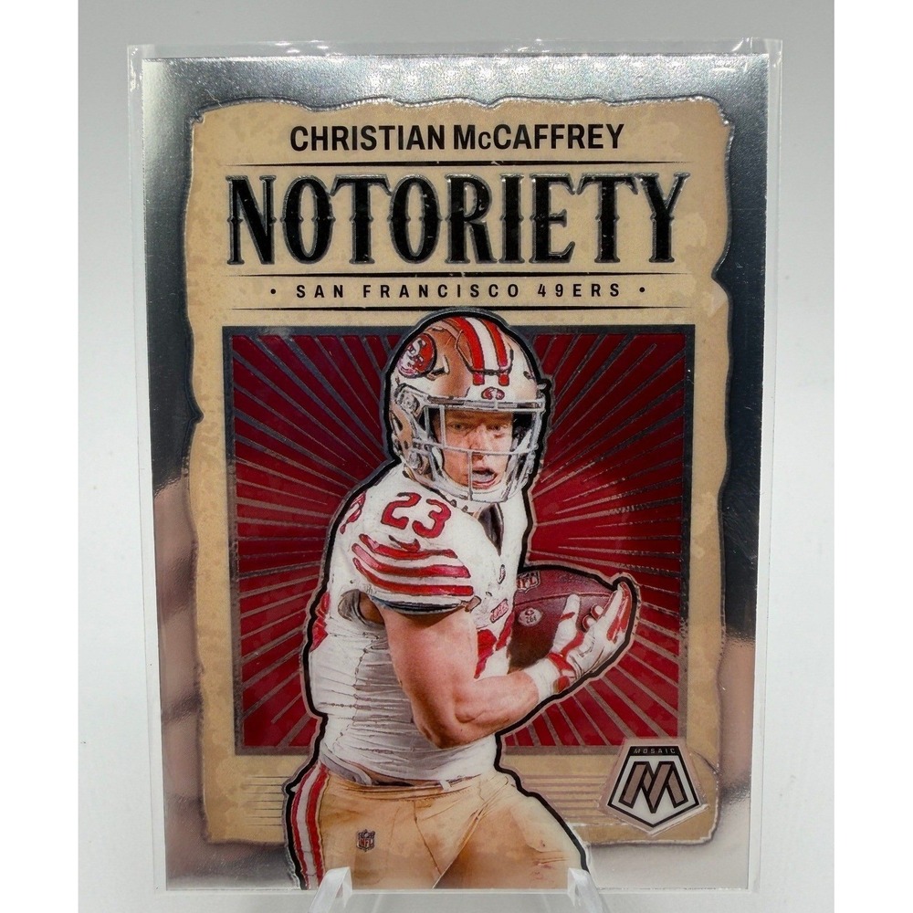 Christian McCaffrey‎ Notoriety Silver Prizm 2024 Panini Mosaic #9 San Fran 49ers
